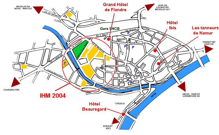 Plan des hôtels dans le centre-ville